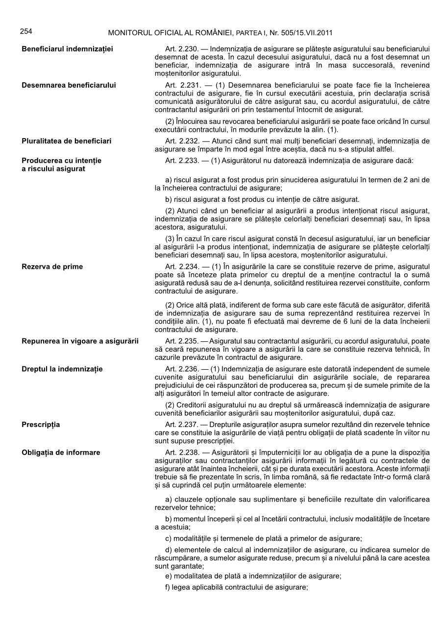 Pagina 254 din Monitorul Oficial nr. 505/2011