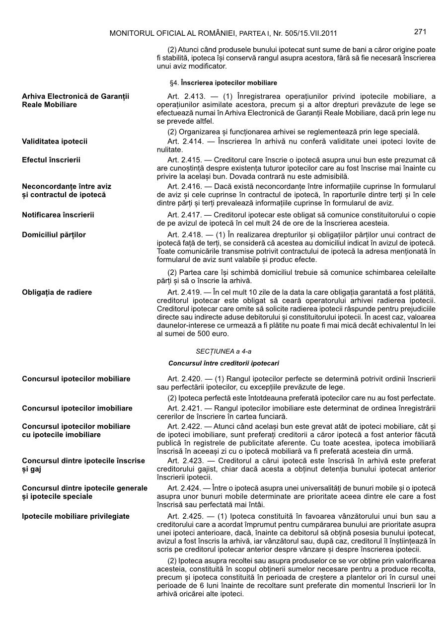 Pagina 271 din Monitorul Oficial nr. 505/2011