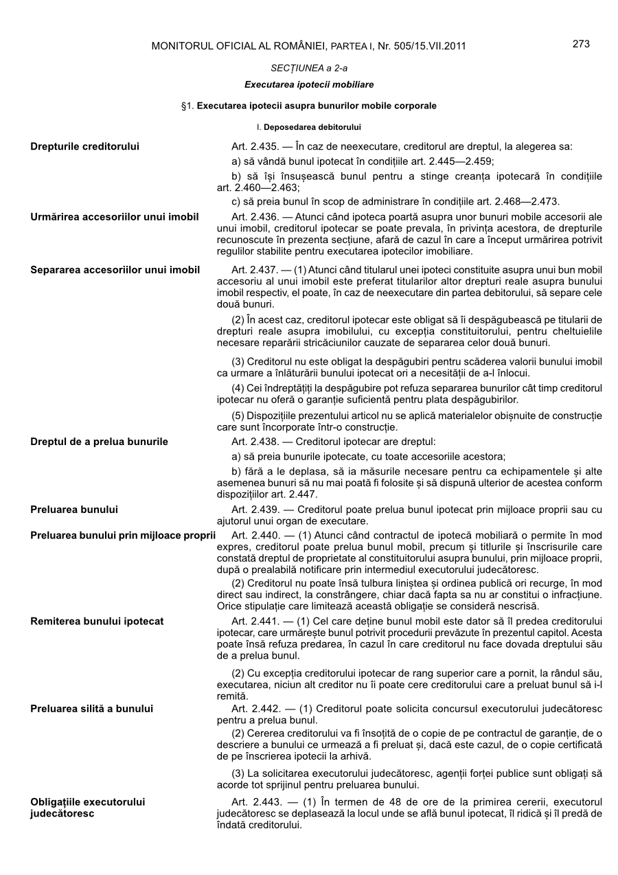 Pagina 273 din Monitorul Oficial nr. 505/2011