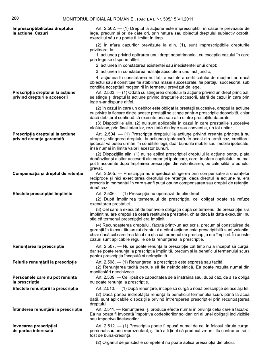 Pagina 280 din Monitorul Oficial nr. 505/2011