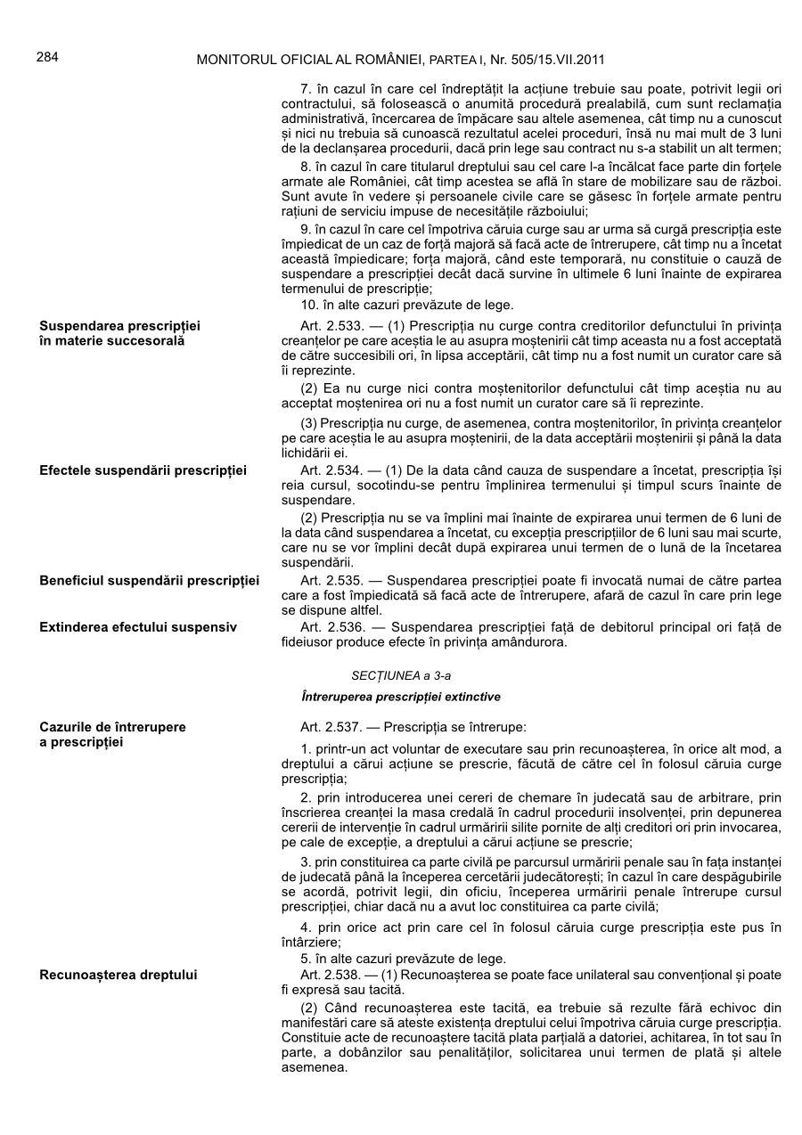 Pagina 284 din Monitorul Oficial nr. 505/2011