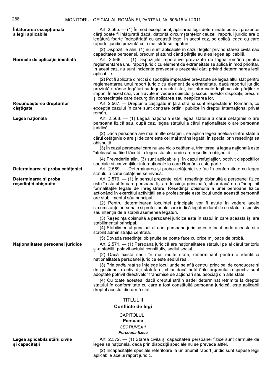 Pagina 288 din Monitorul Oficial nr. 505/2011