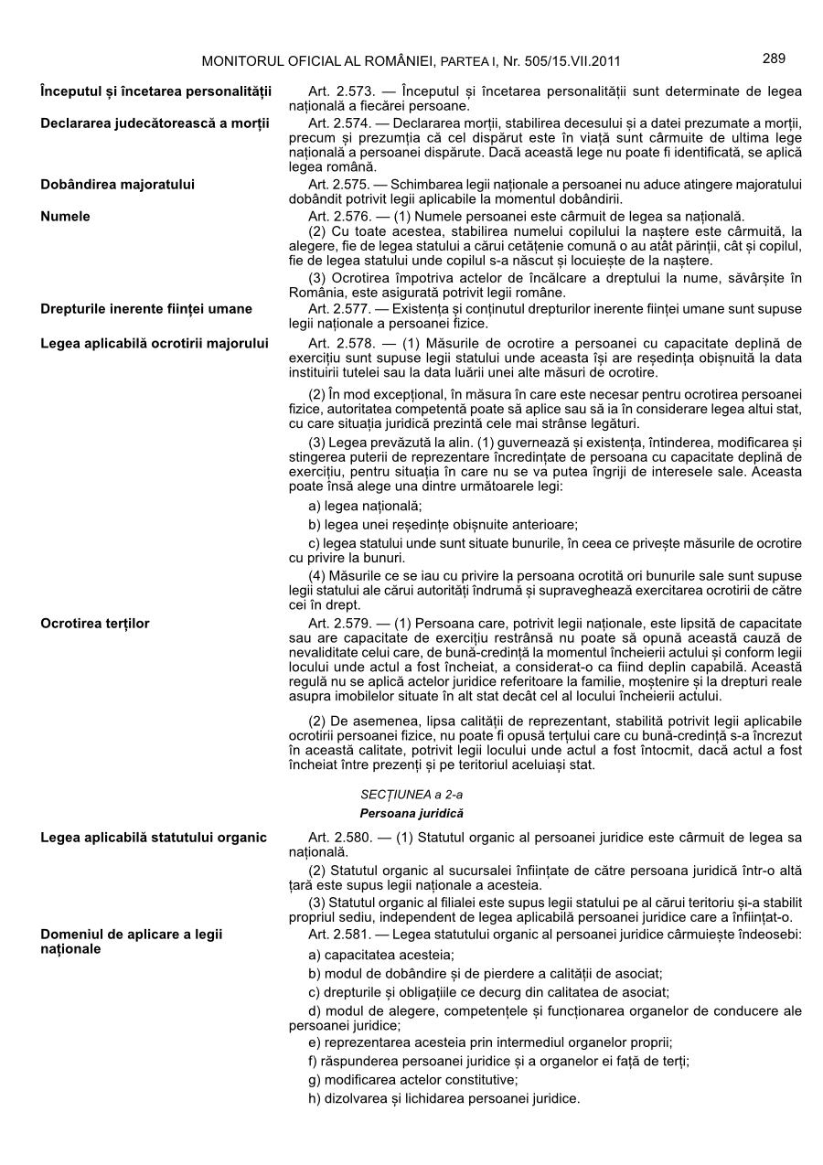 Pagina 289 din Monitorul Oficial nr. 505/2011