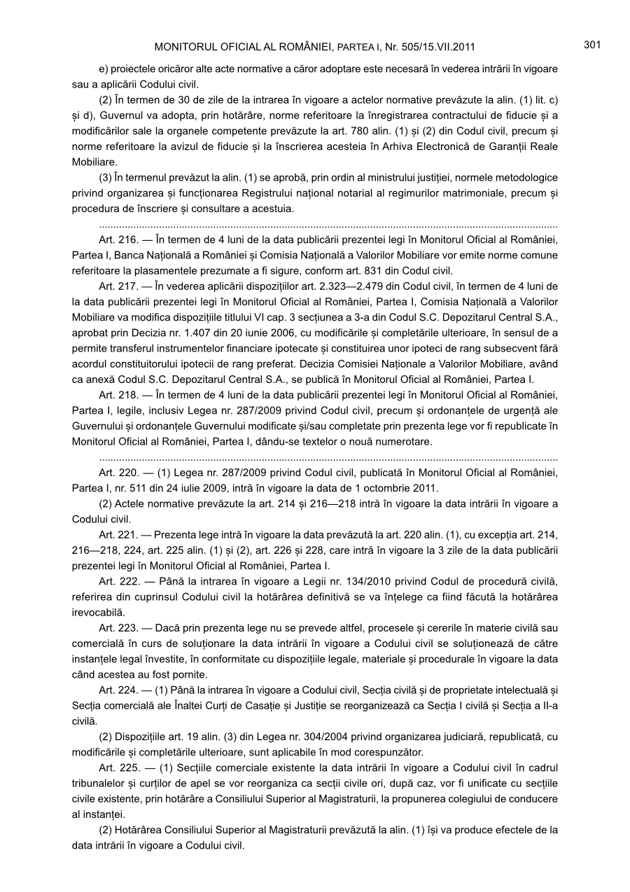 Pagina 301 din Monitorul Oficial nr. 505/2011