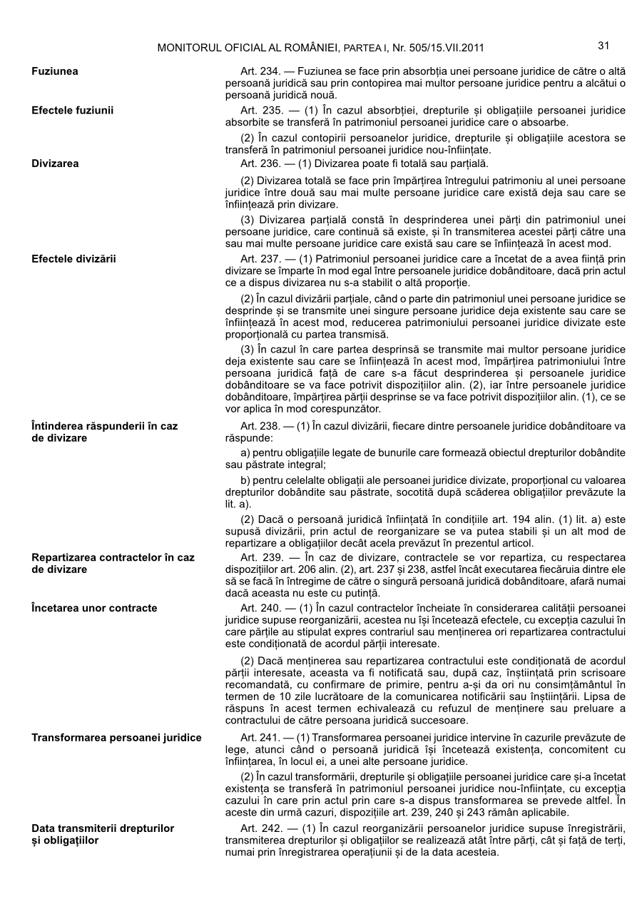 Pagina 31 din Monitorul Oficial nr. 505/2011