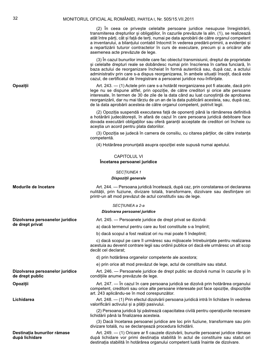 Pagina 32 din Monitorul Oficial nr. 505/2011