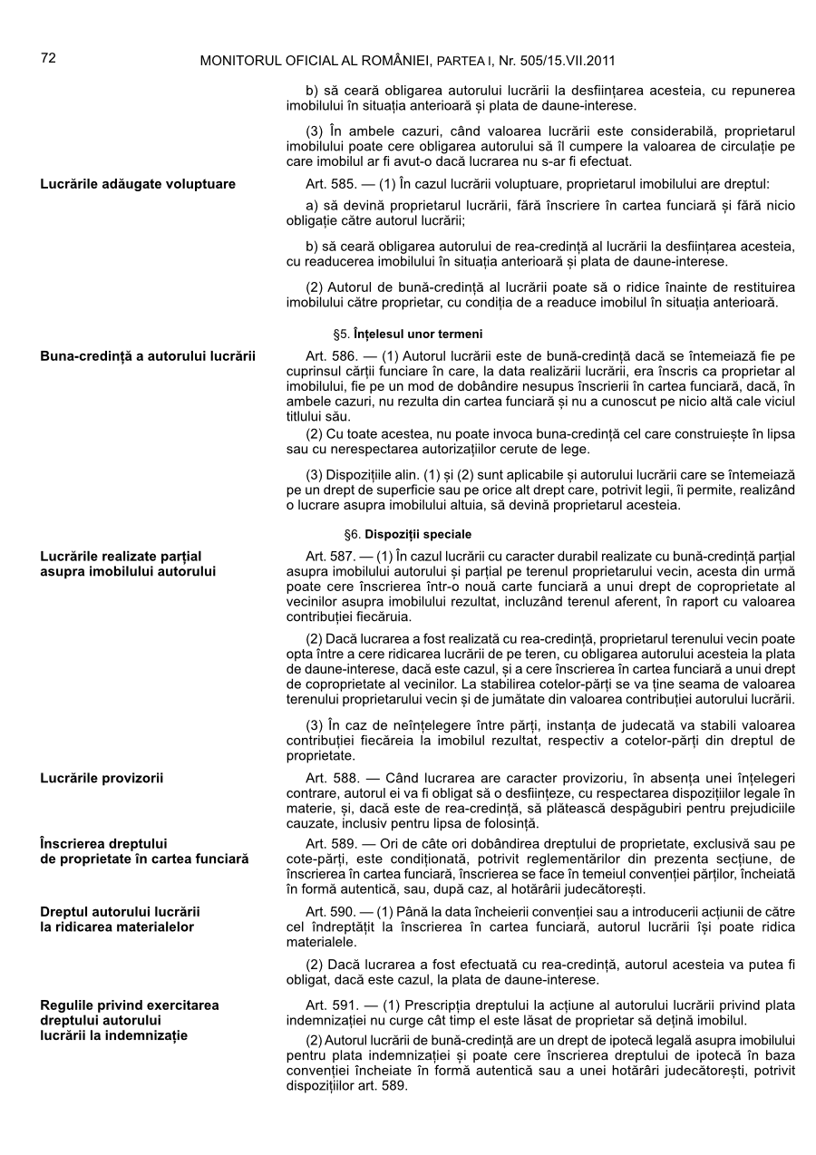 Pagina 72 din Monitorul Oficial nr. 505/2011