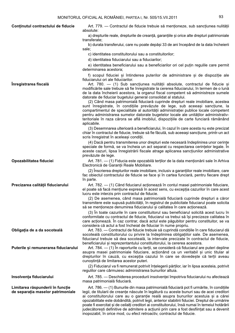 Pagina 93 din Monitorul Oficial nr. 505/2011