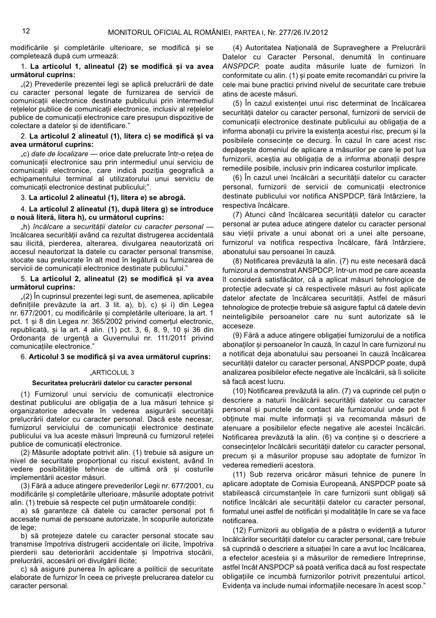 Pagina 12 din Monitorul Oficial nr. 277/2012