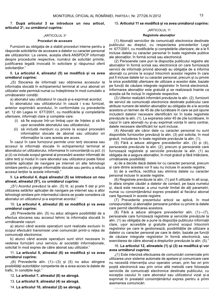 Pagina 13 din Monitorul Oficial nr. 277/2012
