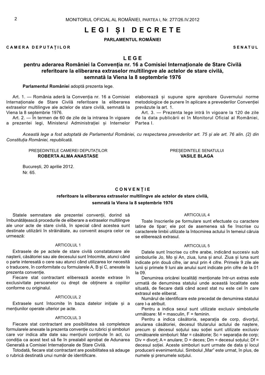 Pagina 2 din Monitorul Oficial nr. 277/2012