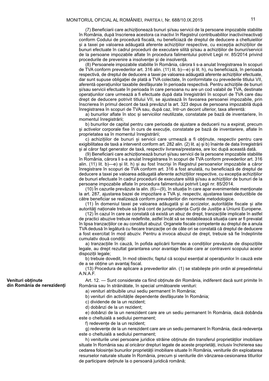Pagina 11 din Monitorul Oficial nr. 688/2015