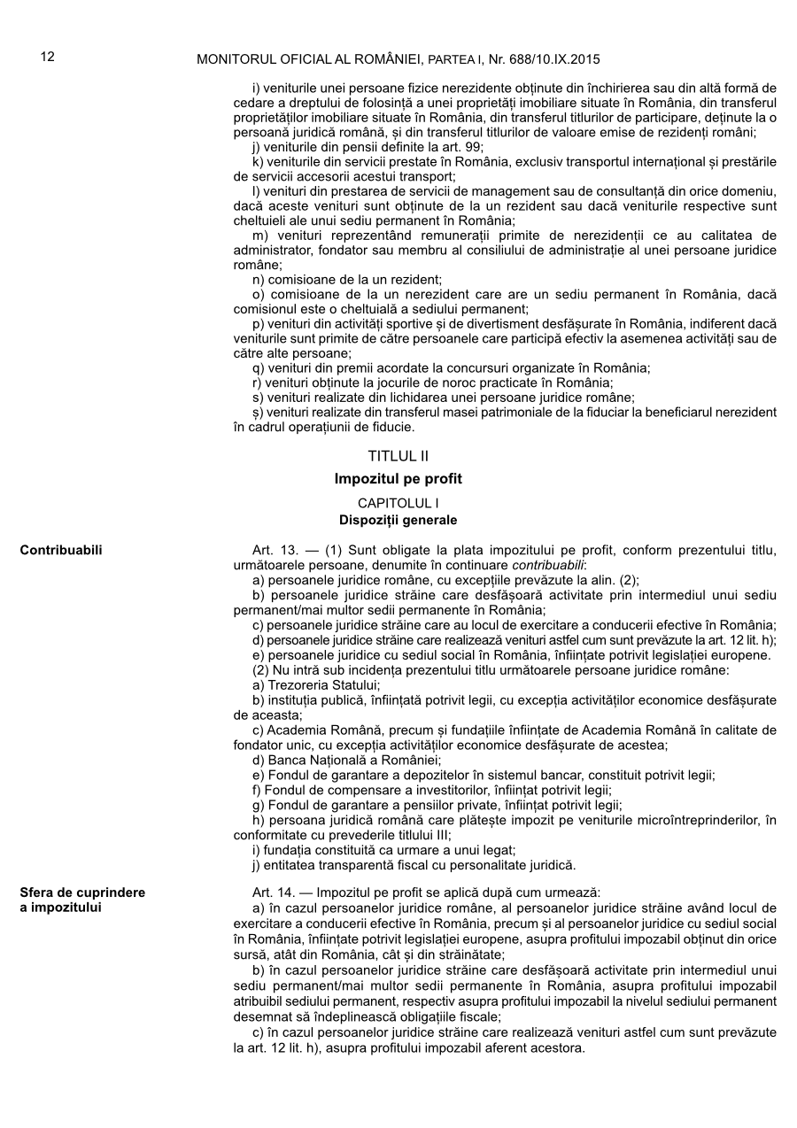 Pagina 12 din Monitorul Oficial nr. 688/2015