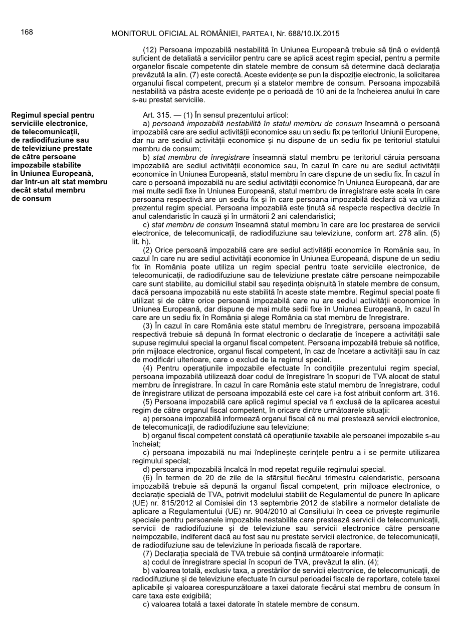 Pagina 168 din Monitorul Oficial nr. 688/2015