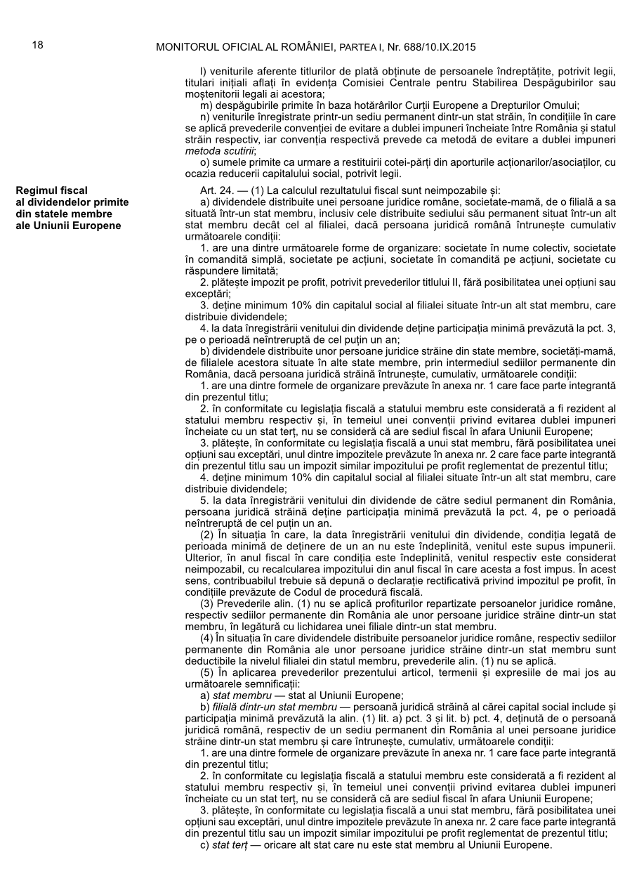 Pagina 18 din Monitorul Oficial nr. 688/2015