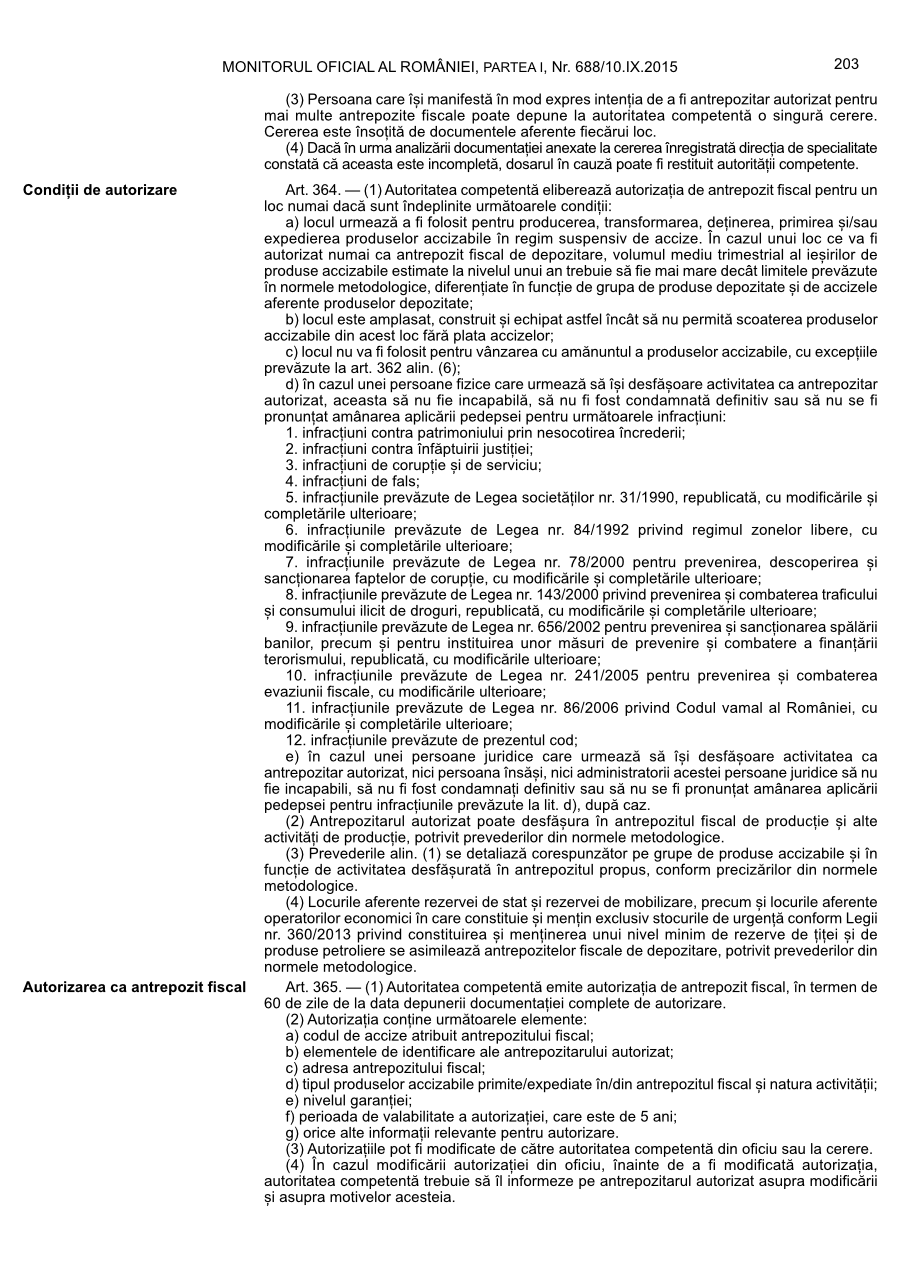 Pagina 203 din Monitorul Oficial nr. 688/2015