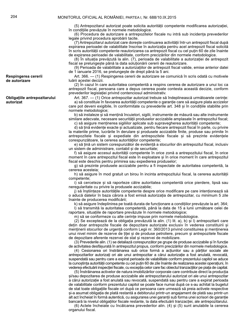Pagina 204 din Monitorul Oficial nr. 688/2015