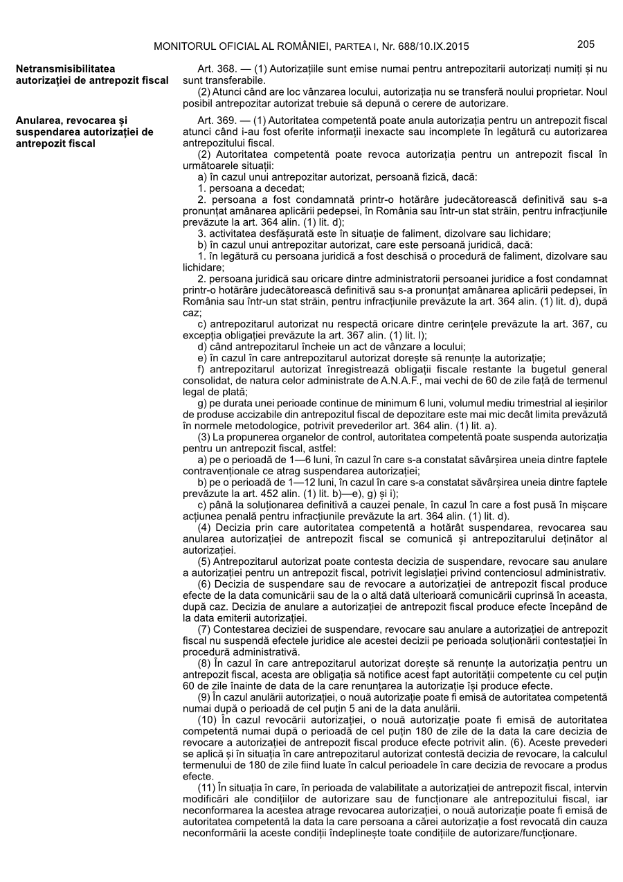 Pagina 205 din Monitorul Oficial nr. 688/2015