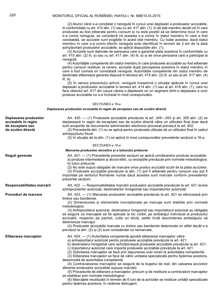 Pagina 220 din Monitorul Oficial nr. 688/2015