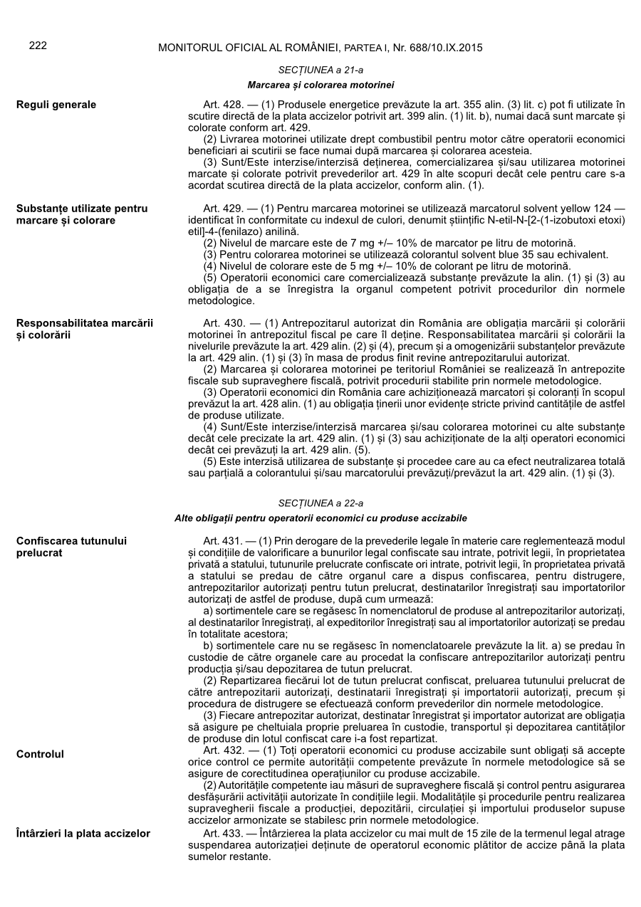 Pagina 222 din Monitorul Oficial nr. 688/2015