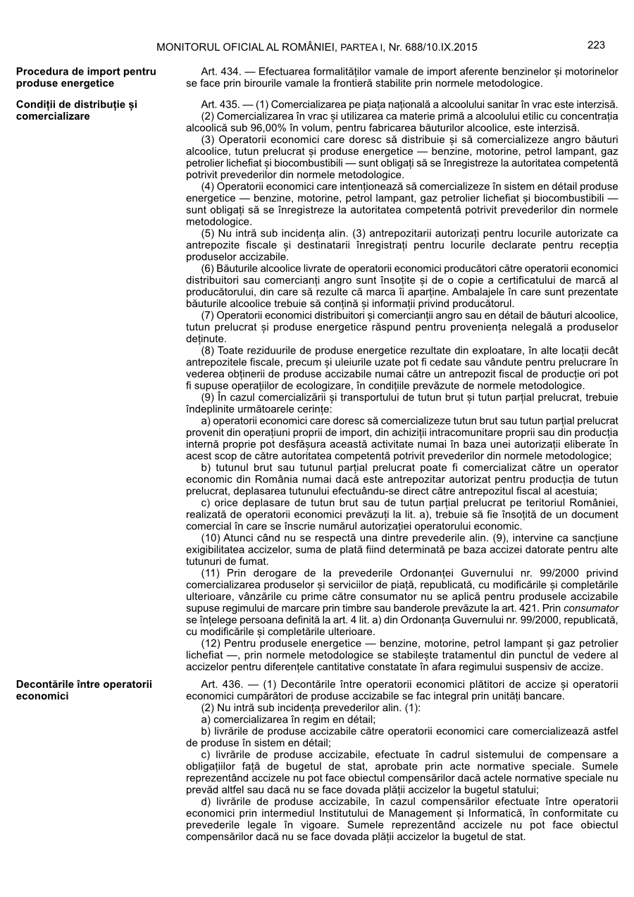 Pagina 223 din Monitorul Oficial nr. 688/2015