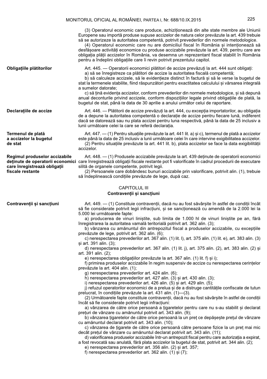 Pagina 225 din Monitorul Oficial nr. 688/2015