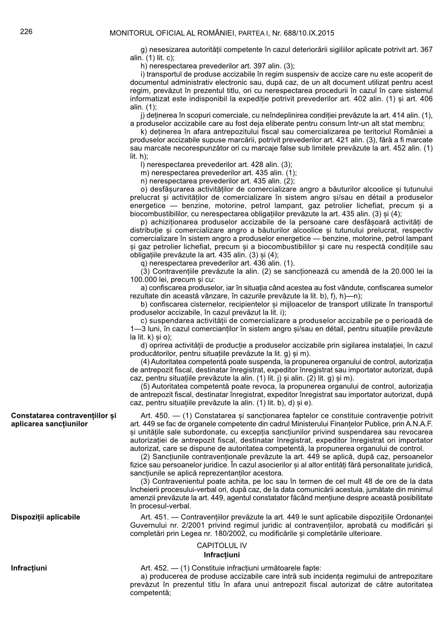 Pagina 226 din Monitorul Oficial nr. 688/2015