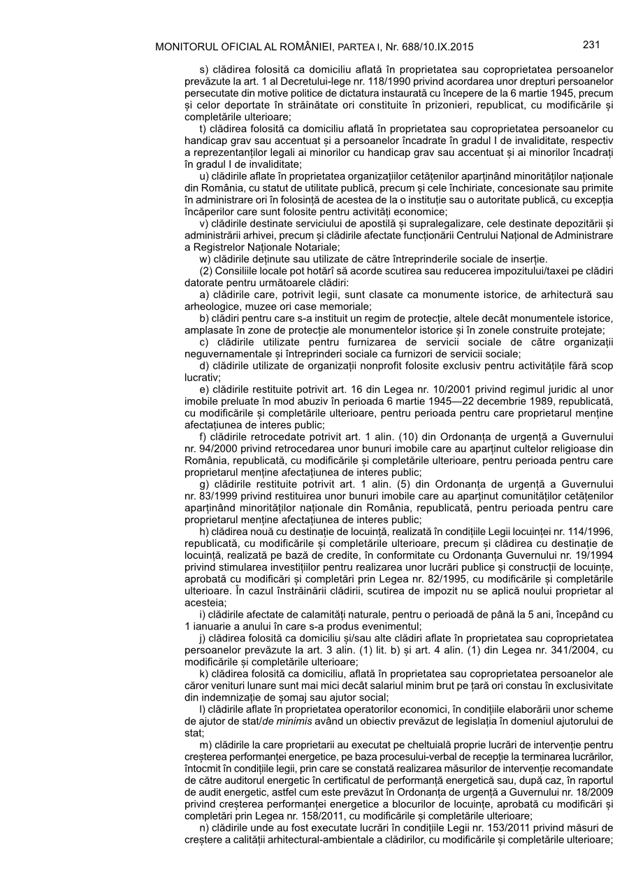 Pagina 231 din Monitorul Oficial nr. 688/2015