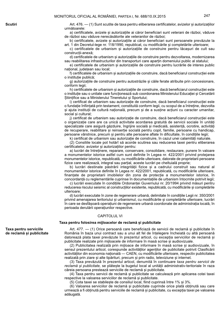 Pagina 247 din Monitorul Oficial nr. 688/2015