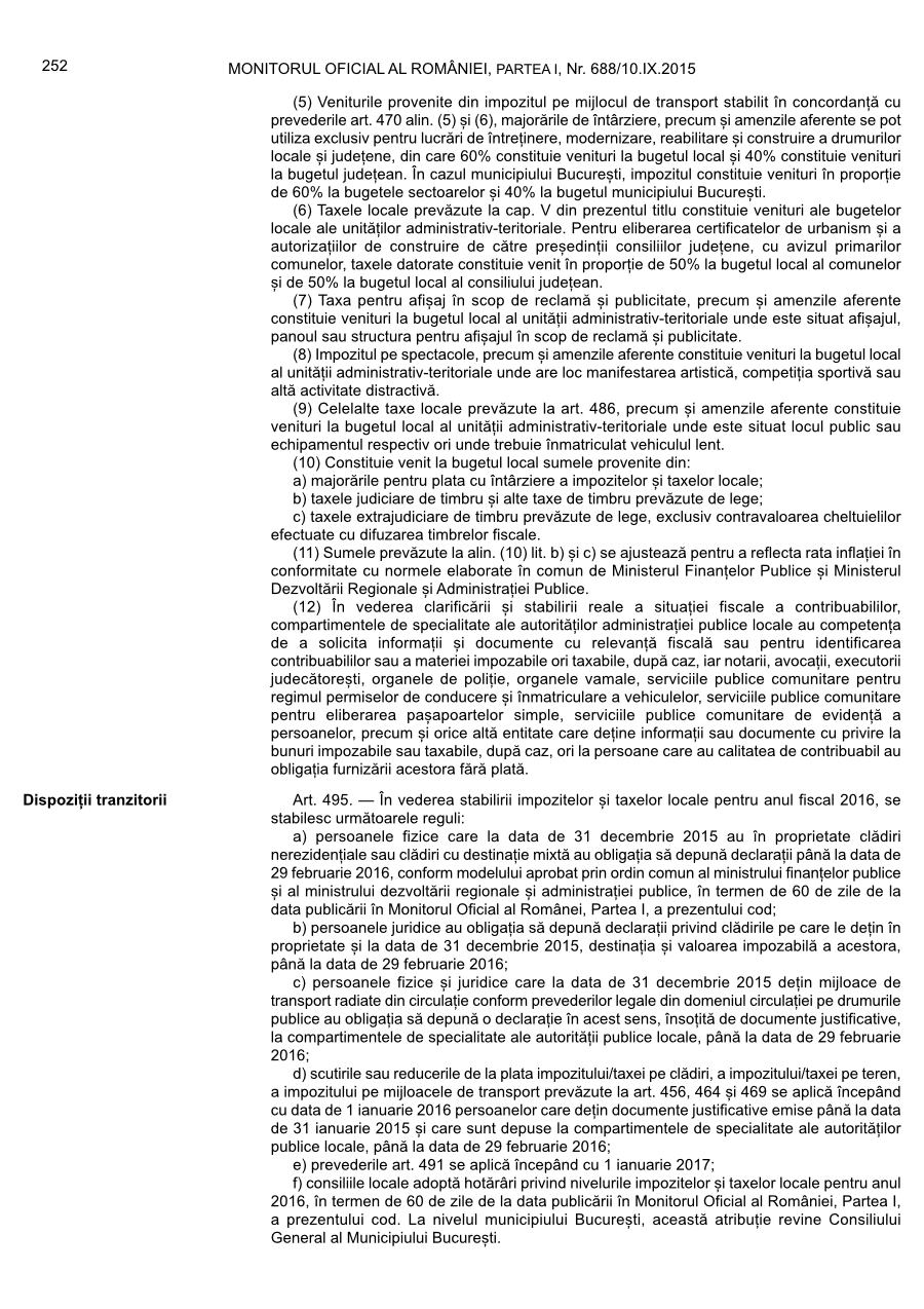 Pagina 252 din Monitorul Oficial nr. 688/2015