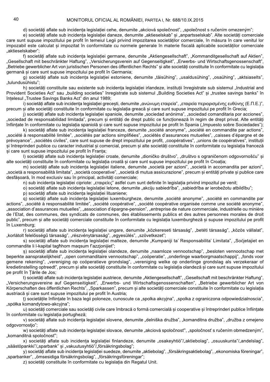 Pagina 40 din Monitorul Oficial nr. 688/2015