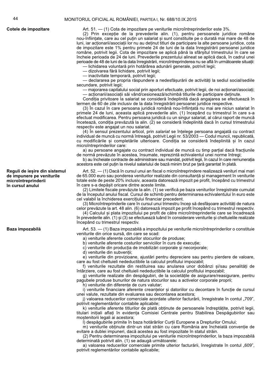 Pagina 44 din Monitorul Oficial nr. 688/2015
