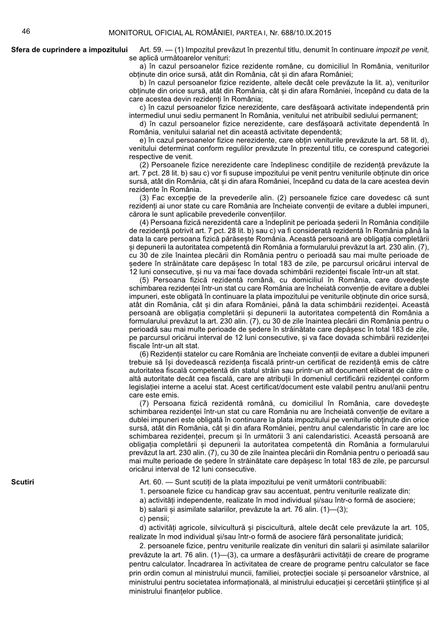 Pagina 46 din Monitorul Oficial nr. 688/2015