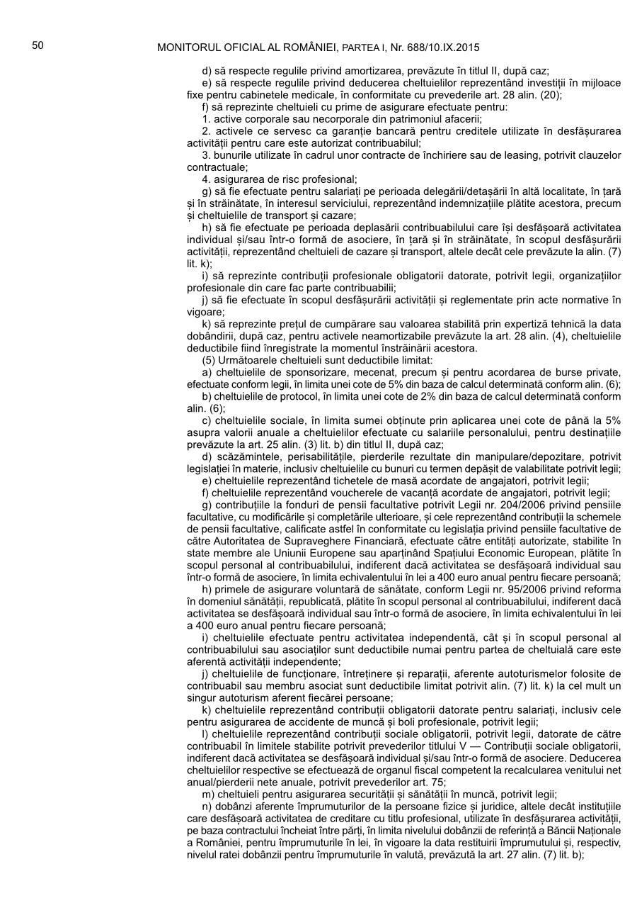Pagina 50 din Monitorul Oficial nr. 688/2015