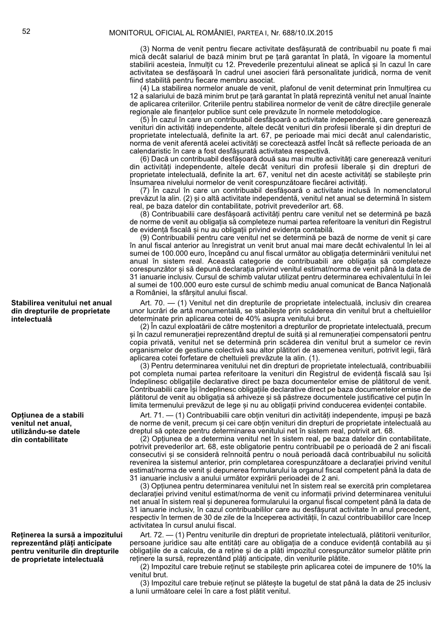 Pagina 52 din Monitorul Oficial nr. 688/2015