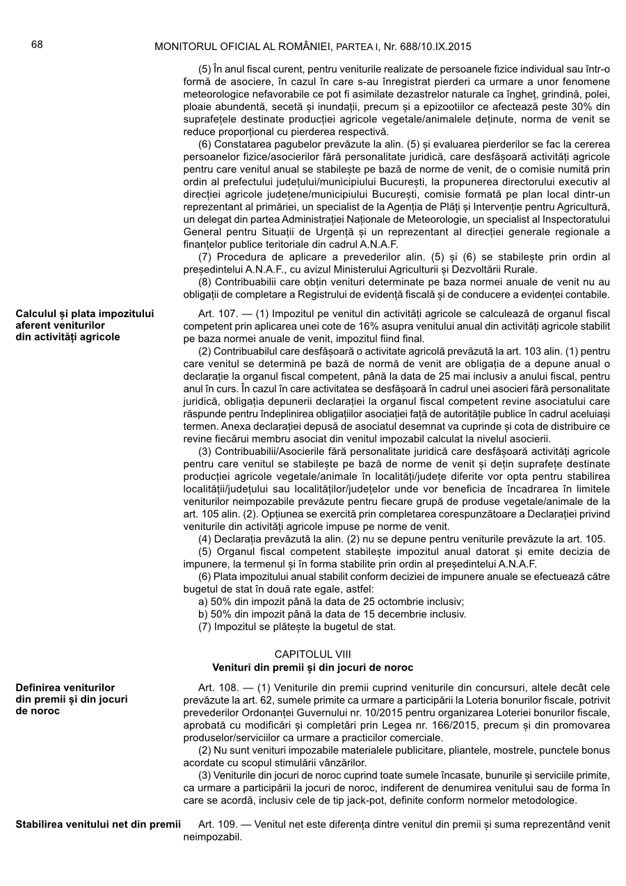 Pagina 68 din Monitorul Oficial nr. 688/2015