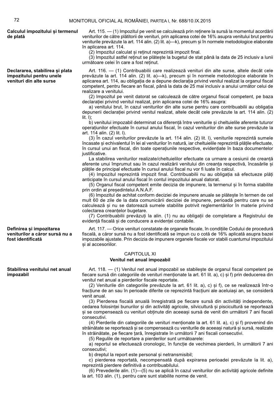Pagina 72 din Monitorul Oficial nr. 688/2015