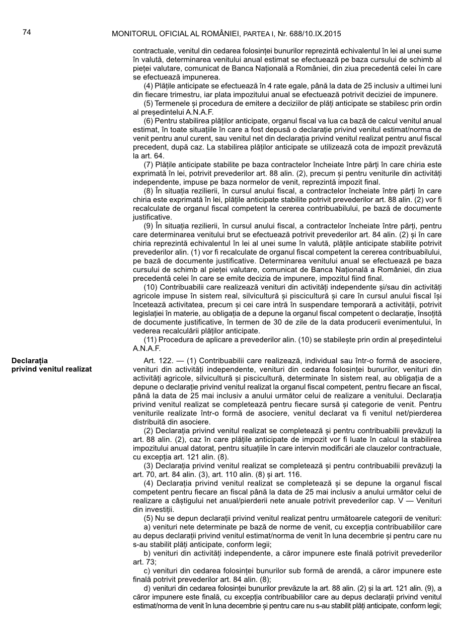 Pagina 74 din Monitorul Oficial nr. 688/2015