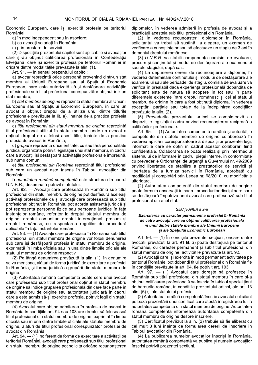 Pagina 14 din Monitorul Oficial nr. 440/2018
