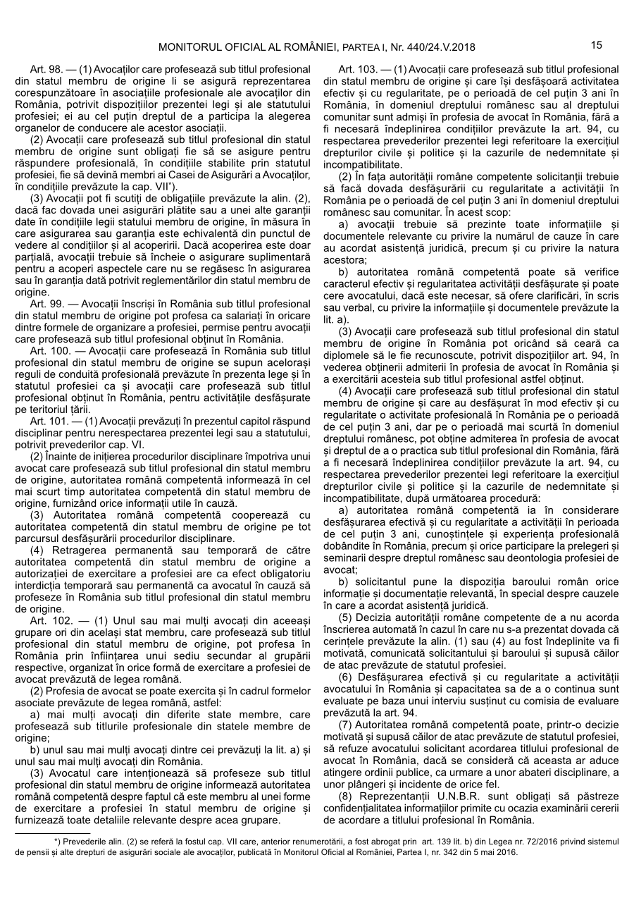 Pagina 15 din Monitorul Oficial nr. 440/2018