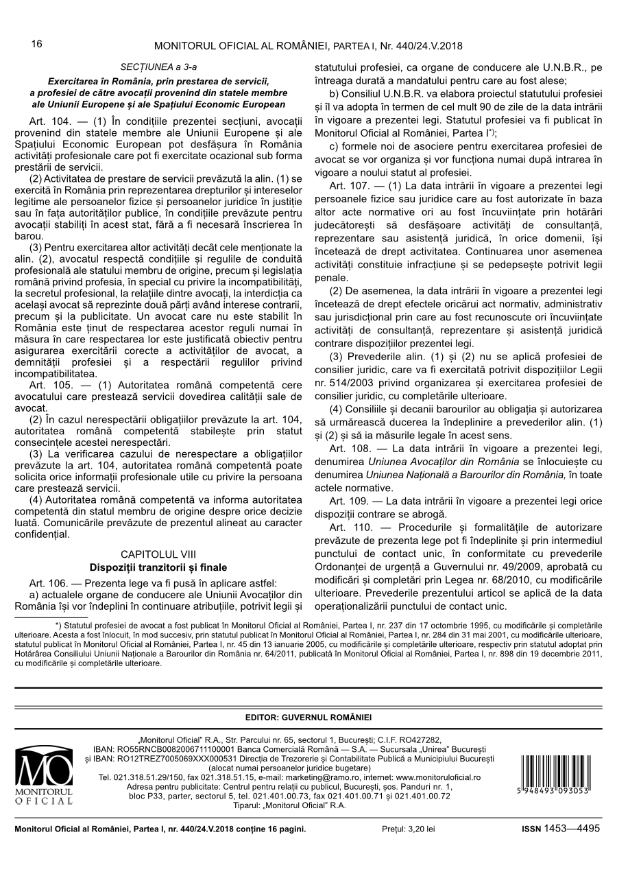 Pagina 16 din Monitorul Oficial nr. 440/2018