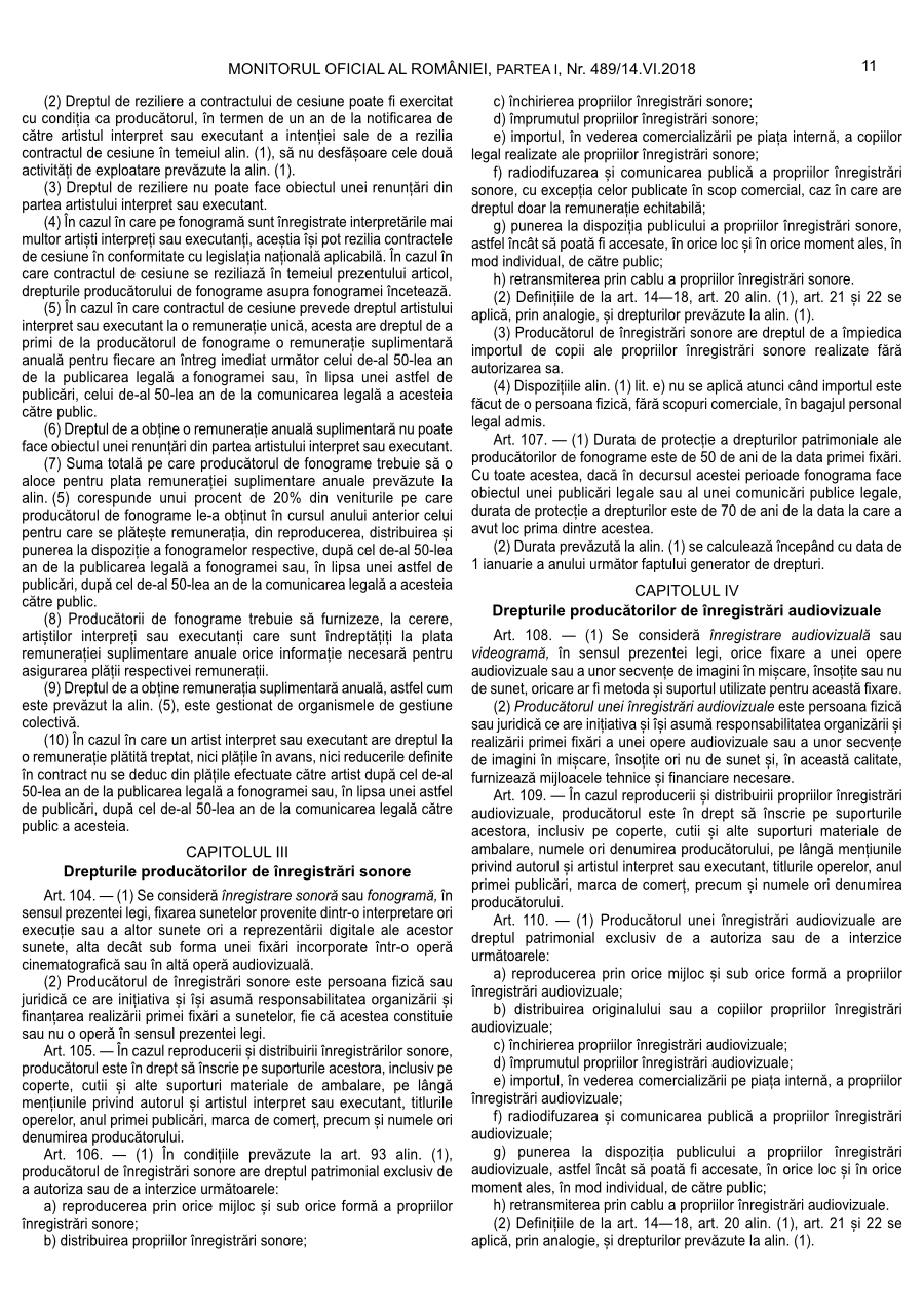 Pagina 11 din Monitorul Oficial nr. 489/2018
