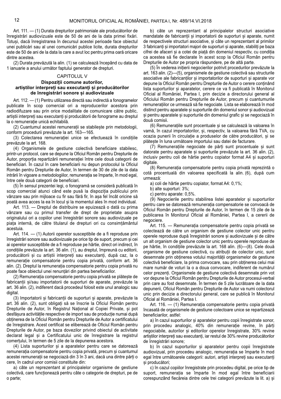 Pagina 12 din Monitorul Oficial nr. 489/2018