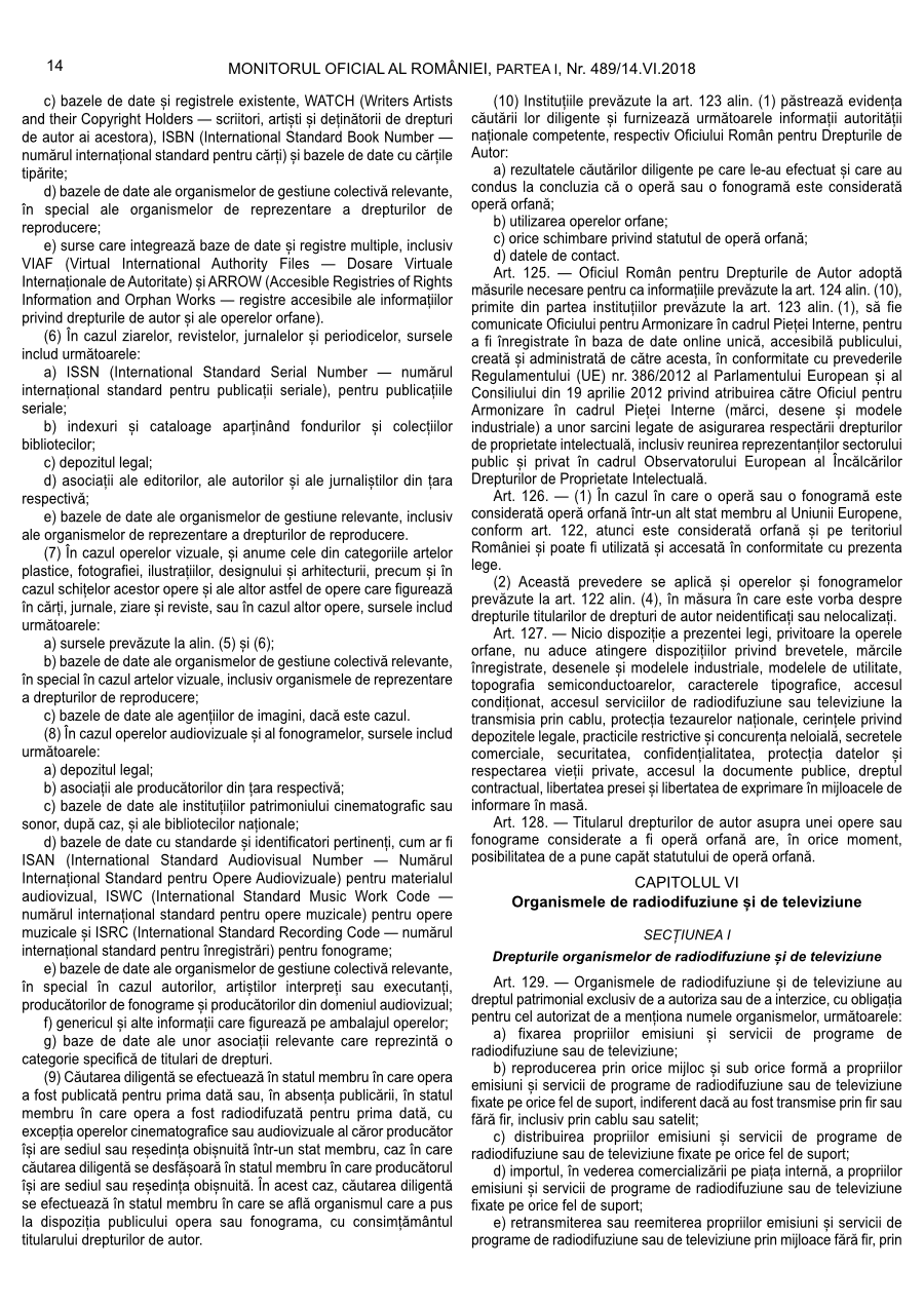 Pagina 14 din Monitorul Oficial nr. 489/2018