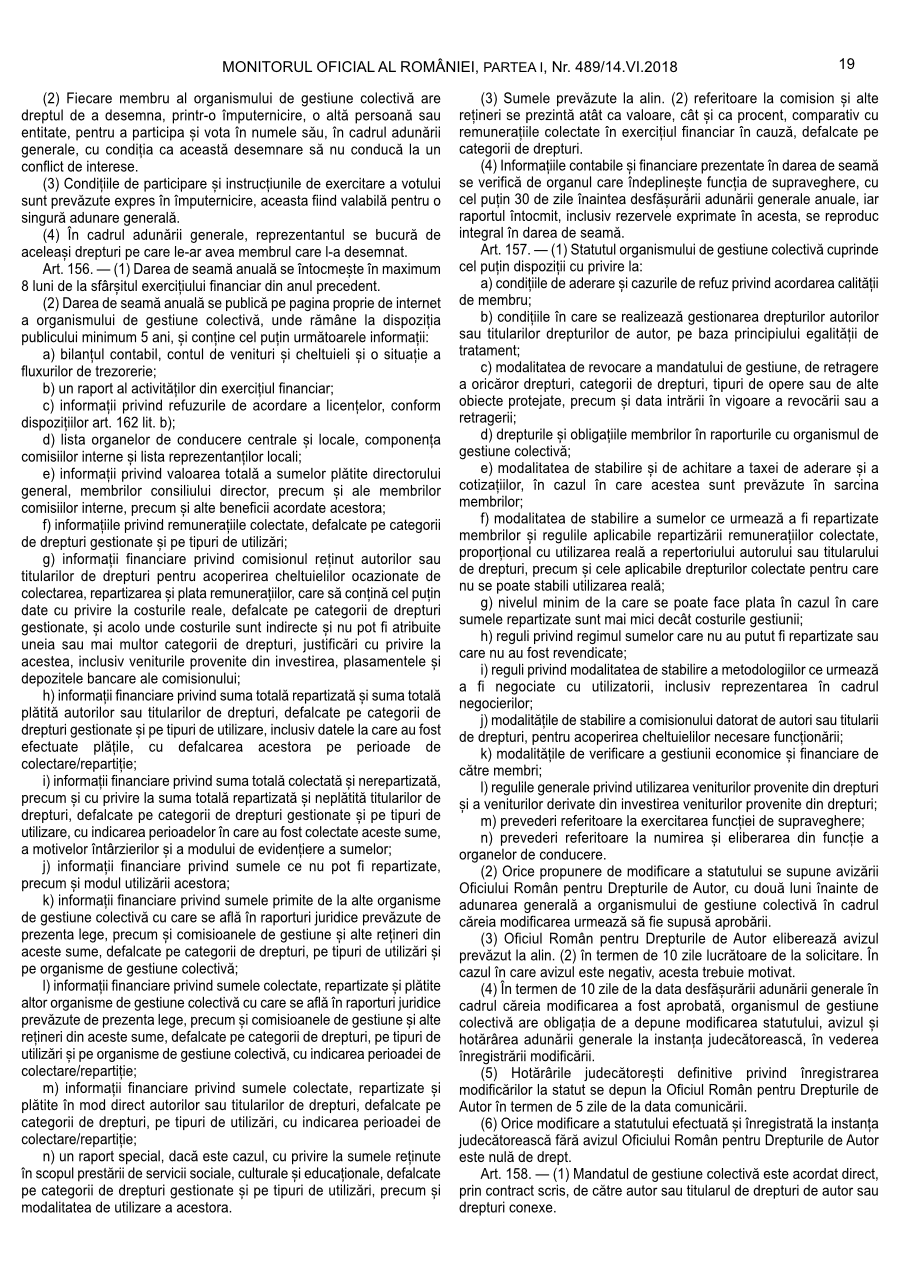 Pagina 19 din Monitorul Oficial nr. 489/2018