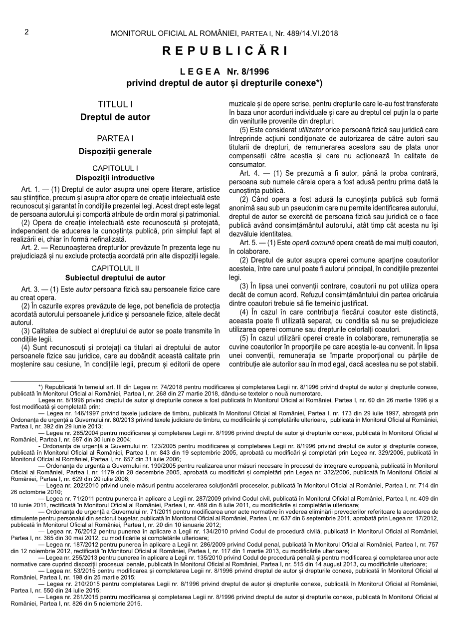 Pagina 2 din Monitorul Oficial nr. 489/2018