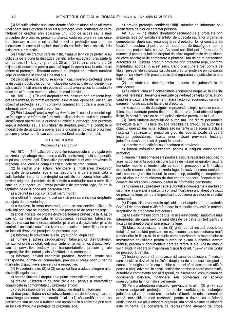 Pagina 28 din Monitorul Oficial nr. 489/2018