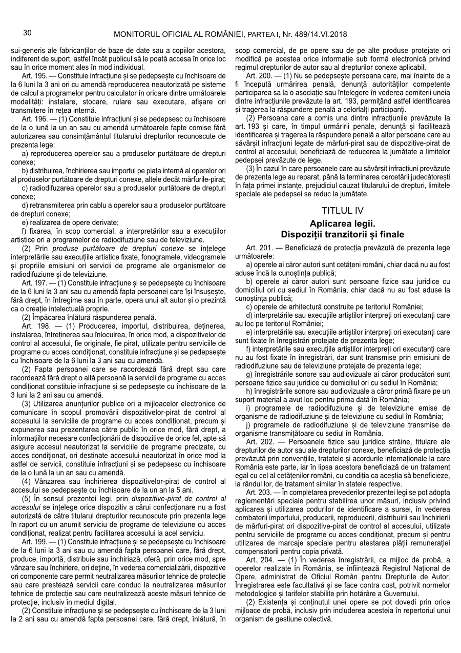 Pagina 30 din Monitorul Oficial nr. 489/2018