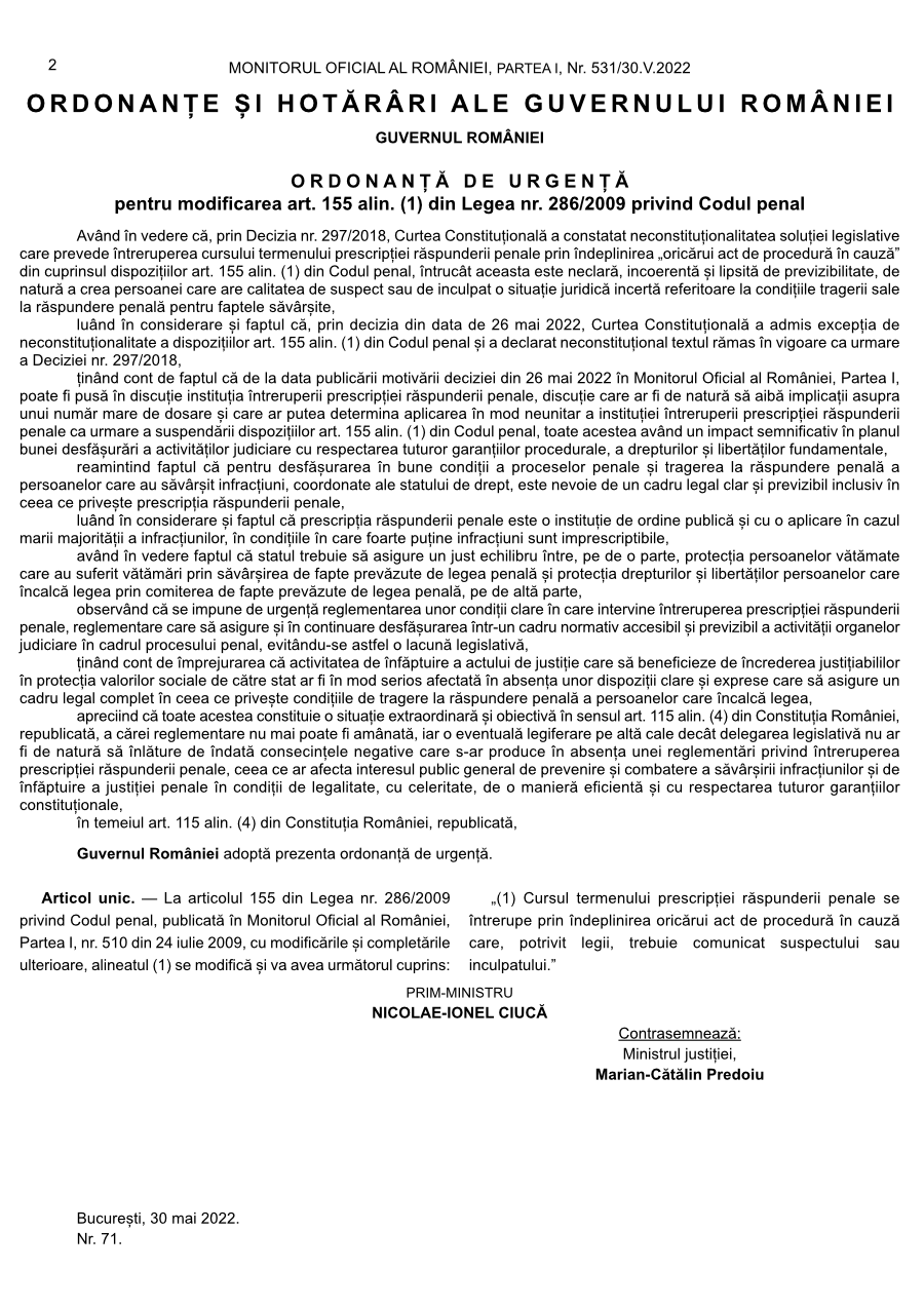 Pagina 2 din Monitorul Oficial nr. 531/2022
