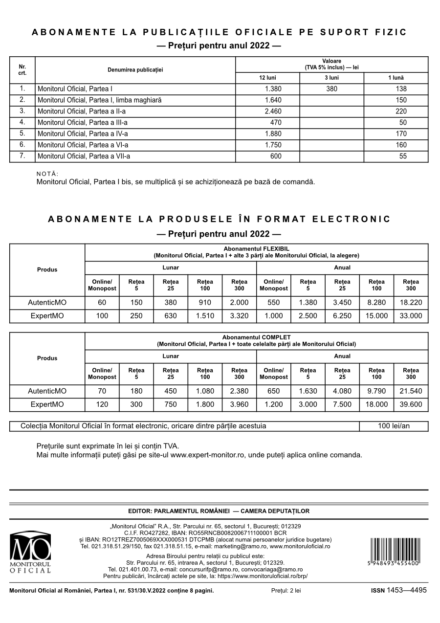 Pagina 8 din Monitorul Oficial nr. 531/2022